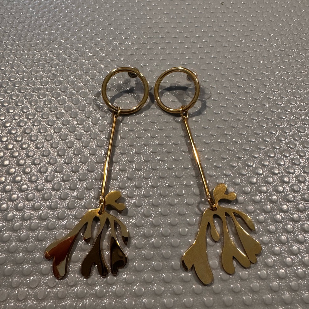 LELET NY Gold Dangle Leaf Earrings